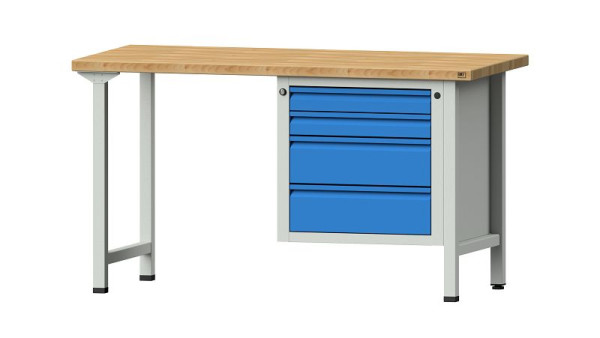 Établis ANKE Établi combiné, modèle 707 E, 1500 x 700 x 840 mm, RAL 7035/5012, BMP 40 mm, 510.532