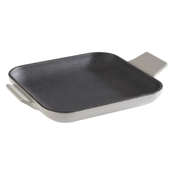 Poêle de service APS -FONTE-, 13 x 13 cm, hauteur : 2 cm, fonte, émaillée, intérieur : noir, extérieur : gris, brillant, 88222
