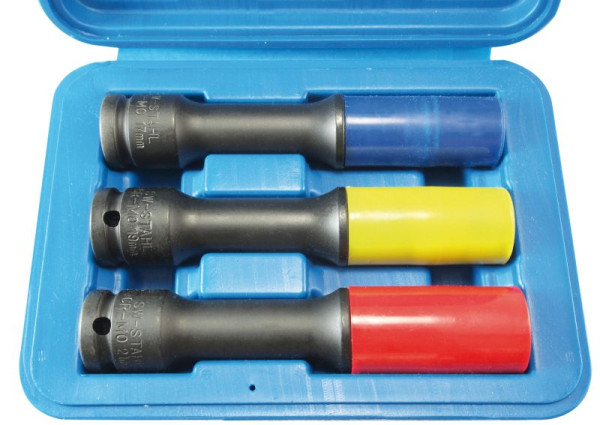Inserts d'écrou de roue en acier SW, 1/2", 17, 19, 21 mm, 3 pièces, long, 07880L