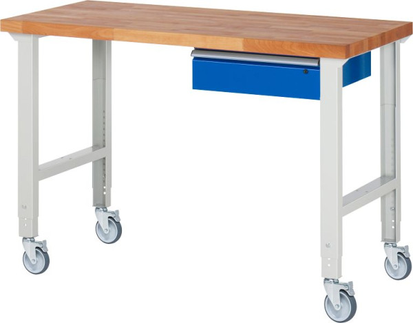 Etabli mobile RAU (réglable en hauteur) 7001A1, 1500x700x950-1000mm, 4 roulettes pivotantes, 05-7001A1-157B4H4.11