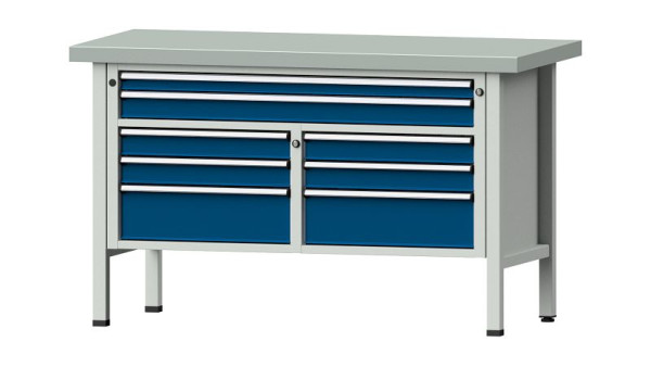 Établis ANKE Établi en caisson, modèle 259 V, 1500 x 700 x 900 mm, RAL 7035/5010, ZBP 50 mm, 304.159
