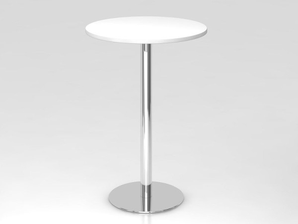 Table de bar Hammerbacher 80cm ronde blanc/chrome, structure chromée, VSTH08/W/C