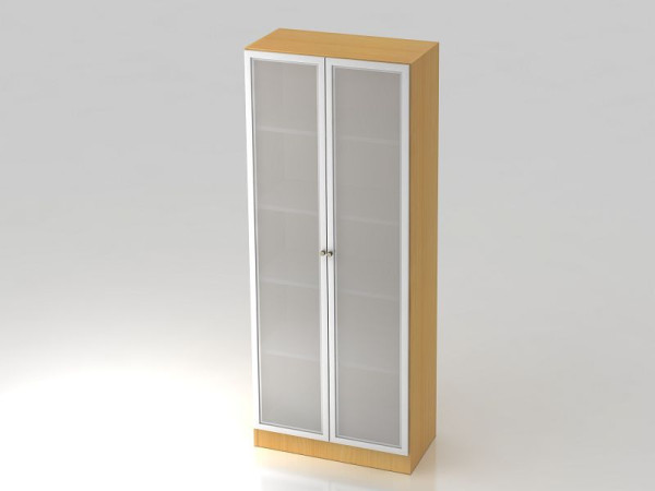 Vitrine Hammerbacher 5OH, panneau de base, poignée hêtre/argent rayé, 80x42x200,4 cm (LxPxH), V6100G/6/S/SG