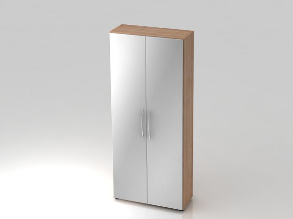 Armoire Hammerbacher 5OH 34, poignée courbée profondeur 6 cm noyer/argent, 80x34,6x188 cm (LxPxH), V4100/N/S/BM