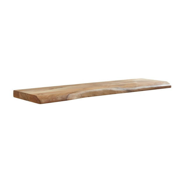 Étagère murale Wohnling avec bord d'arbre, bois d'acacia massif, 100 cm, étagère flottante design, étagère murale solide, étagère en bois naturel, étagère suspendue de style maison de campagne, WL6.514