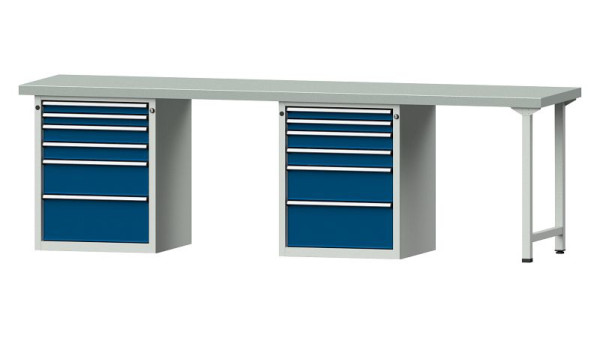 Établis ANKE Établi combiné, modèle 916 V, 2800 x 700 x 850 mm, RAL 7035/5010, ZBP 50 mm, 415.158
