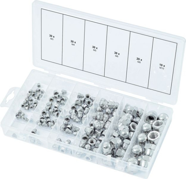 Gamme d'écrous en acier inoxydable KS Tools, métriques, 150 pièces, 970.0460