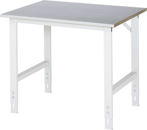 Table de travail RAU série Tom (6030) - réglable en hauteur, plan de travail avec revêtement en tôle d'acier, 1000x760-1080x800 mm, 06-625S80-10.12