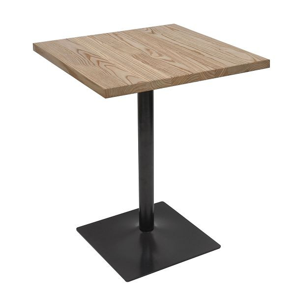 Table de bistrot Mendler HWC-H10, table de bar comptoir, gastronomie industrielle bois d'orme 76x60x60cm, marron clair, 96985