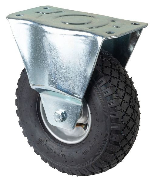 Rouleau de transport BS rollers, rouleau fixe, largeur de roue 85 mm, roue Ø 260 mm, capacité de charge 130 kg, roue pneumatique en caoutchouc noir, jante en acier, roulement à rouleaux, L410.C90.261
