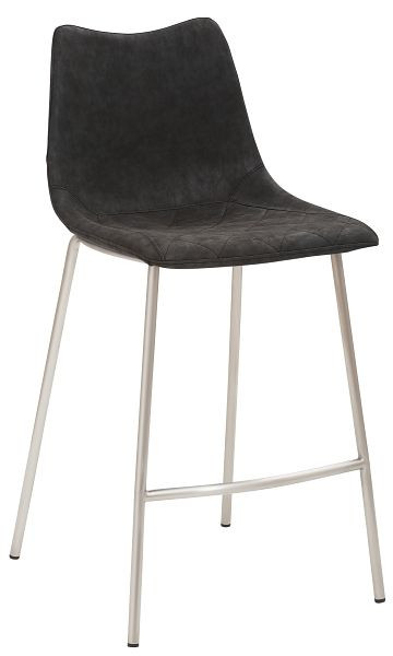 Mayer Sitzmöbel tabouret de comptoir mySOLO, revêtement d'assise en cuir synthétique noir vintage, structure à quatre pieds en acier inoxydable brossé, 1175_V4_547