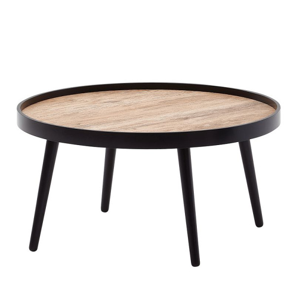 Wohnling Table basse ronde 76 x 76 x 40 cm Noir Marron Table de canapé Table de salon ronde moderne Table de salon Table de salon Grande WL6.496