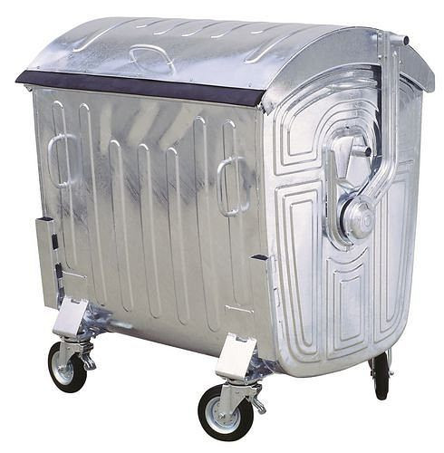 Grand conteneur à déchets DENIOS en acier, galvanisé, volume de 1100 litres, 116-068