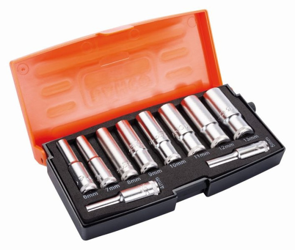 Jeu de clés à douille Bahco 1/4", version longue, 10 pièces, S0810L