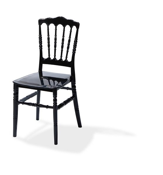 VEBA Chaise empilable Napoléon noir, polypropylène, 41x43x89,5cm (LxPxH), incassable, 50400BL