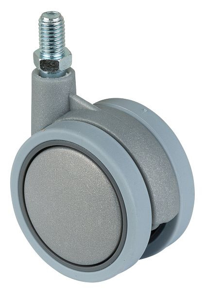 Rouleaux BS en plastique double rouleau gris, roue Ø 60 mm, capacité de charge 35 kg, hauteur 75 mm, vis sans tête 10x15 mm, lot de 8, F328.061