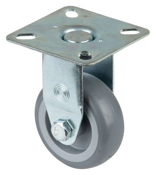 Rouleau d'appareil à rouleaux BS, plateau, largeur de roue 20 mm, roue Ø 50 mm, capacité de charge 50 kg, bande de roulement en caoutchouc gris, roulement lisse, lot de 8, A310.A80.050