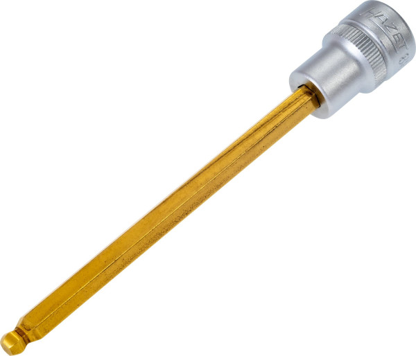 Douille tournevis Hazet, carré creux 10 mm, profil à six pans creux, 5 mm, version longue avec tête sphérique, 8801KK-5