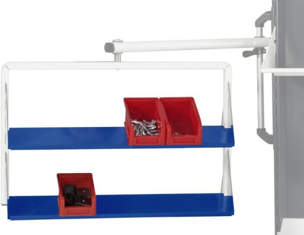 Étagère inclinée ANKE pour cadre de base; 650 x 150 mm (LxP); RAL 7035; Inclinaison de 20 °, max. 2 étagères inclinées par côté; pour montage sur châssis de base, 960.713