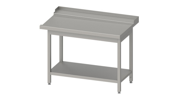 Table d'évacuation Stalgast "Pro", guide panier avec pente, base 1600x750x880mm, fixation côté droit, avec dosseret, soudée, VAL16711RA