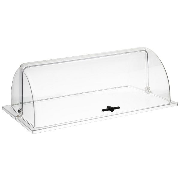 Hotte APS GN 1/1, 53 x 32,5 x 19 cm, polycarbonate, poignée croisée noire, convient à tous les GN 1/1, ouverture et fermeture faciles, 90°, 11075