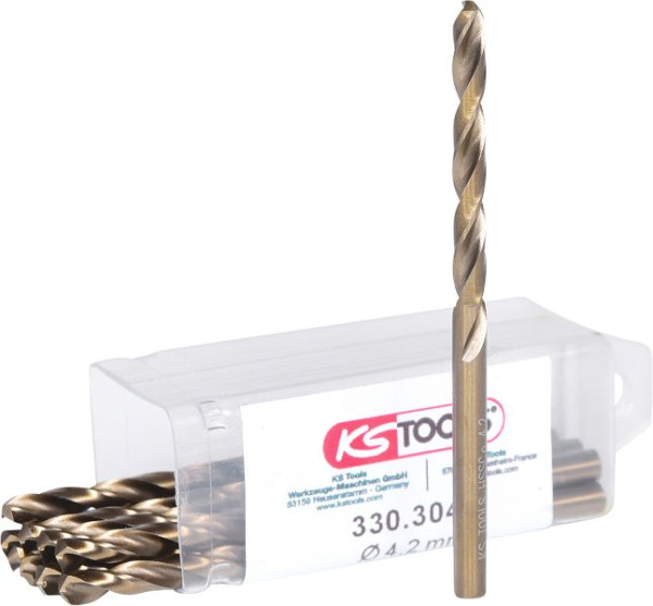 KS Tools Foret hélicoïdal HSS-G Co 5, 4,2 mm, paquet de 10, 330.3042