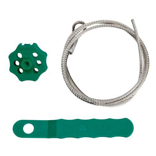 Système d'arrêt d'essorage DENIOS avec dispositif et câble, longueur 1,50 m, vert, 311983