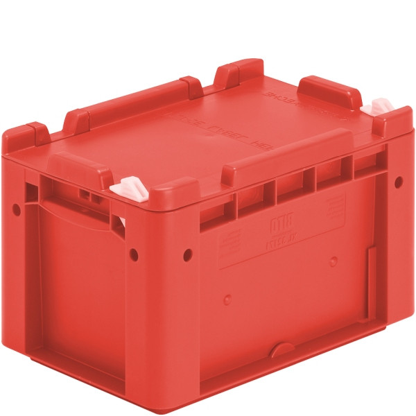 BITO Euro bac gerbable XL couvercle/patte /XL 32171ASDV 300x200x170 rouge, fermeture couvercle, C0292-0114