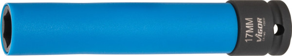 Douille pour clé à chocs VIGOR, 150 mm, carrée creuse 12,5 mm (1/2 pouce), profil à six pans extérieurs, 17 mm, V5930