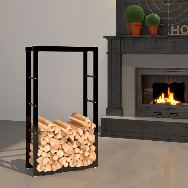 Support à bois Metra pour intérieur et extérieur, support à bois de chauffage en métal extérieur 60x25x100 cm, 10902