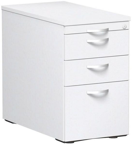 geramöbel conteneur debout avec dossiers suspendus et 2 tiroirs en métal, guide de tiroir à roulettes en métal, 438x800x720, blanc/blanc/blanc, N-0308HR1-WWW