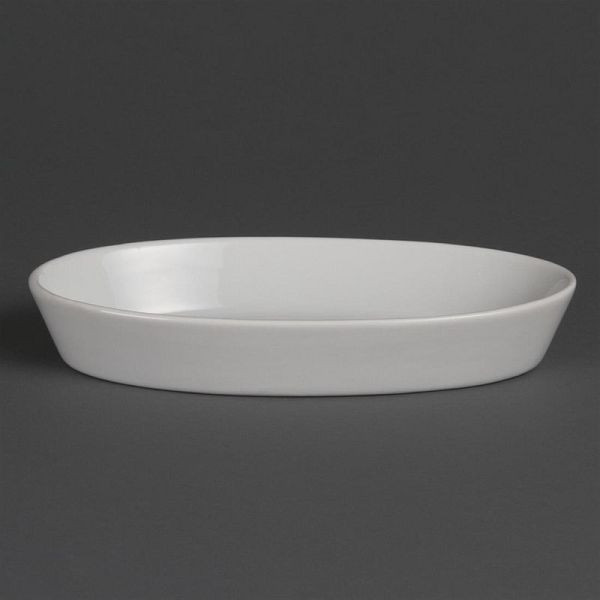 OLYMPIA Cocottes ovales en porcelaine blanche 19,5 x 11 cm, UE : 6 pièces, L418