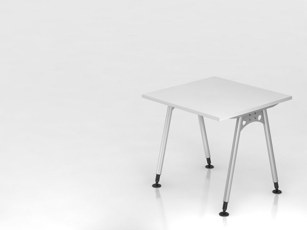 Bureau Hammerbacher pied A 80x80 blanc, forme rectangulaire, VAS08/W/S