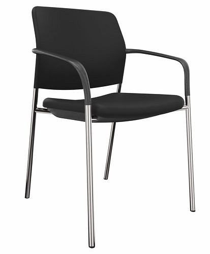 DENIOS chaise visiteur Cay, à quatre pieds, accoudoirs, empilable, noir, 292438