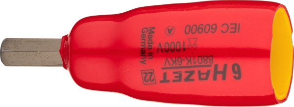 Douille de tournevis Hazet, carré creux 10 mm, profil à six pans creux, 6 mm, type court, 8801K-6KV