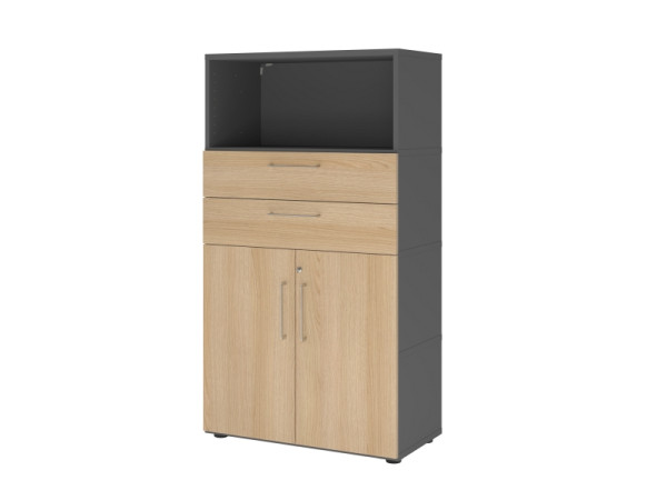 Armoire combinée Hammerbacher, 4OH, graphite/chêne, VFW48K2KG/G/E/BS