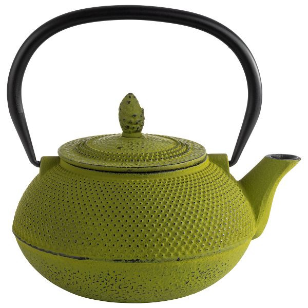 Théière APS -ASIA-, 17 x 14 x 17 cm, fonte, intérieur émaillé, 0,8 litre, vert, avec couvercle amovible, avec passoire à thé, en acier inoxydable, 10996
