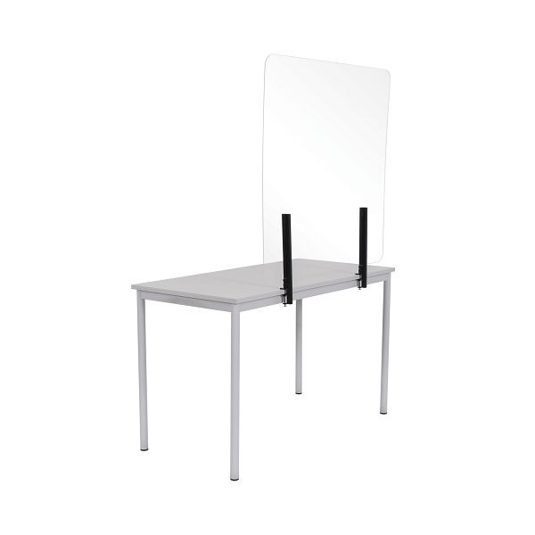 Cloison Bi-Office sans cadre, panneau acrylique anti-éclaboussures avec clips métalliques à fixer à la table, 90x90cm, AC41023973