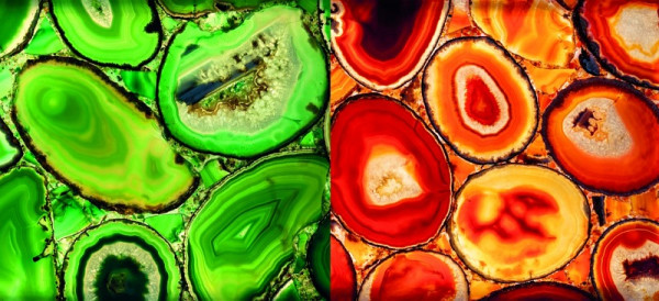 rutec Projekt pour VARDAflex Wallpaper 480x220x20mm, pierre naturelle, agate, bleu, rose, jaune, gris, marron, vert, élément de design violet, PCFMOA