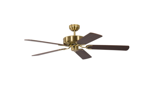 Ventilateur de plafond Pepeo Potkuri laiton satiné / noyer 132 cm avec chaînette, 13332010132v1
