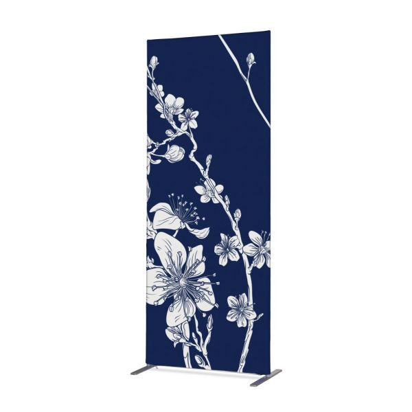 Showdown Displays Textil Raumteiler Deko 85-200 Abstrakte Japanische Kirschblüte Blau, ZBSLIM085-200-DSI8