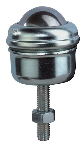 Rouleaux à billes BS, capacité de charge 55 kg, dw 25 mm, boîtier en acier galvanisé, acier inoxydable, billes acier/nylon/acier inoxydable, pack : 2 pièces, E39.025