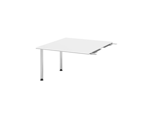 Plaque de liaison Hammerbacher VKT, couleur du plateau : blanc, plaque : 1200 x 1300 x 25 mm, pied en tube rond chromé, hauteur de travail : 720 - 740 mm, VKT12C/W/C
