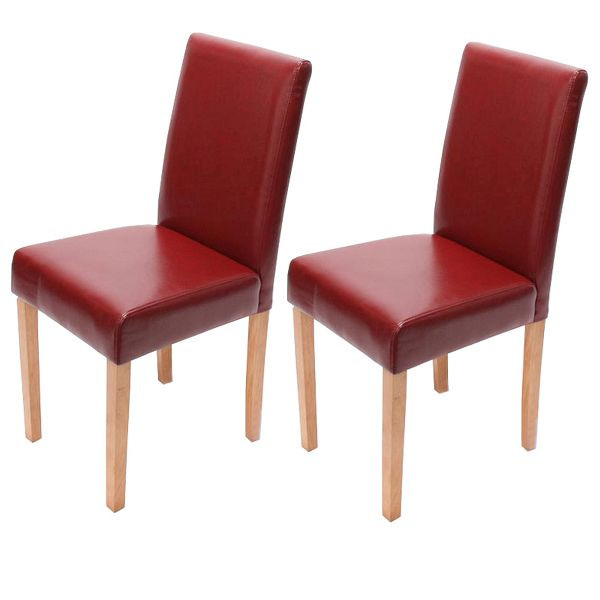 Mendler ensemble de 2 chaises de salle à manger chaise chaise de cuisine Littau, cuir, rouge, pieds légers, 7979