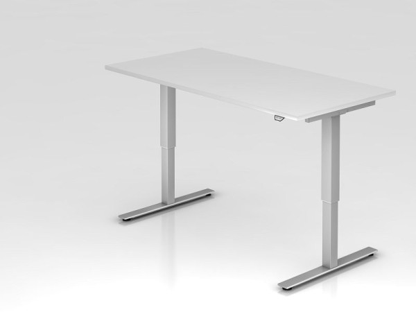 Bureau assis-debout électrique Hammerbacher 160x80cm blanc, hauteur de travail 73 - 119 cm, VXMST16/W/S
