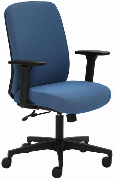 Mayer Sitzmöbel chaise pivotante, dossier bas, assise et dossier rembourrés, accoudoirs 3D noir, bleu, 2219_AV3D_30612