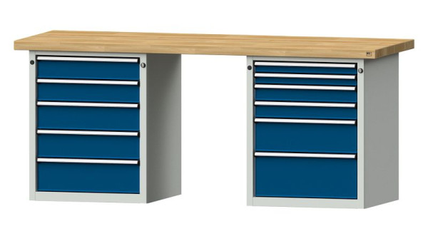 Établis ANKE Établi combiné, modèle 841 V, 2000 x 700 x 850 mm, RAL 7035/5010, BMP 50 mm, 415.114