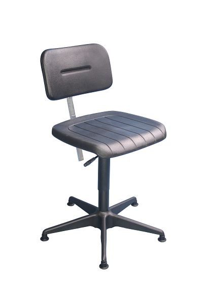 Chaise de travail Lotz ESD, DIN EN 61340-5-1, assise/dossier en PU, noir, hauteur d'assise 420 - 550 mm, piètement en acier, patins, 6600.01