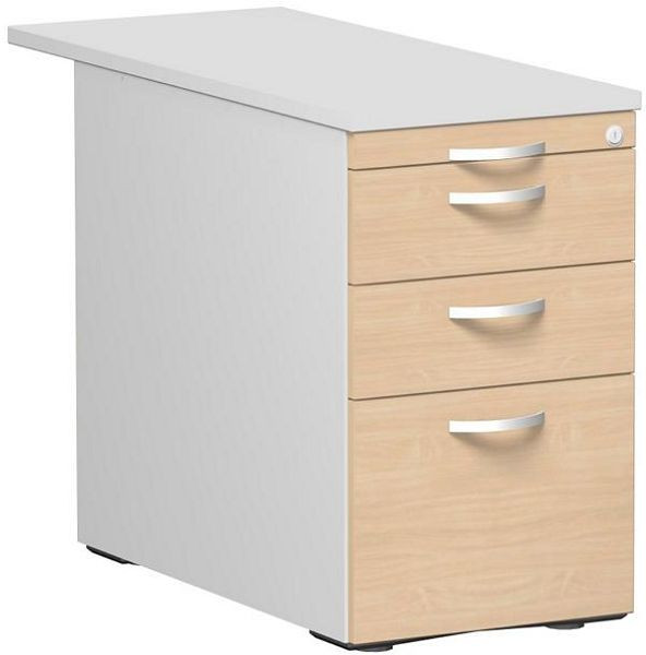 geramöbel conteneur debout avec dossiers suspendus et 2 tiroirs métalliques et plaque de recouvrement 1000 mm, 438x1000x720, hêtre/gris clair/gris clair, N-0310HR1-BLL
