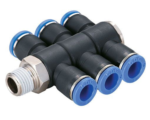 temporisateur B-TVTEdk3-8-1/4-KU, raccord vissé distributeur en T avec filetage conique, Ø tuyau : 8 mm, filetage : 1/4", UE : 3 pièces, 03180689